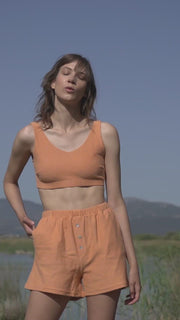 Mπουστάκι σε ζακάρ πλέξη | Peach